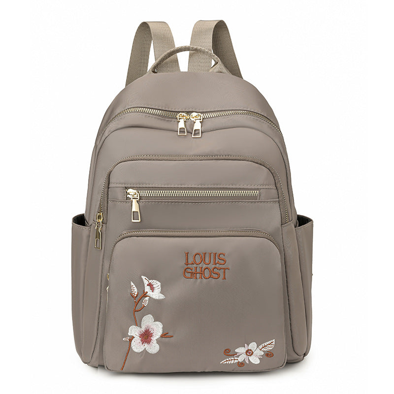 Embroidered Multi-Pocket Backpack