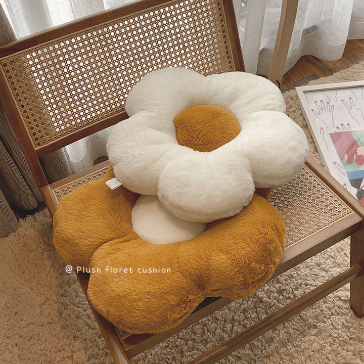 Flower-shaped plush seat and decorative cushion made of soft teddy fleece Bowlift