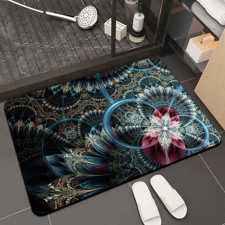 Floral Print Memory Foam Bath Mat Bowlift