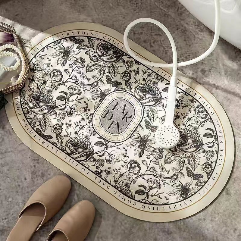 Elegant Floral Design Bath Mat Bowlift