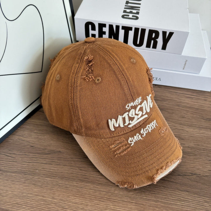 Women's Distressed Denim Adjustable Baseball Cap Bowlift