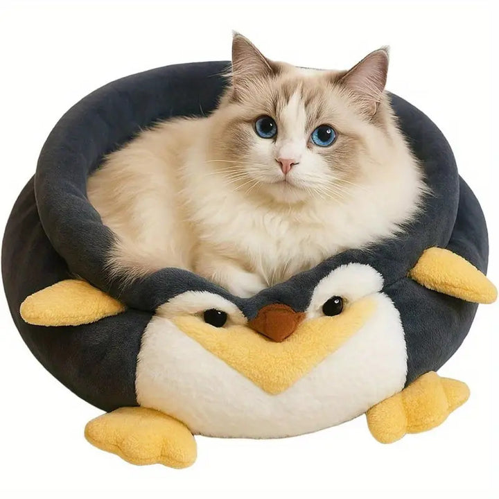 Penguin-Themed Plush Dog Bed