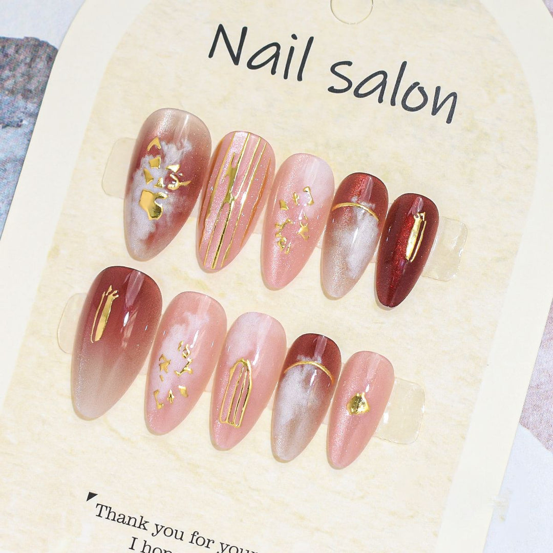 Elegant Press-On Nail Art Set Bowlift