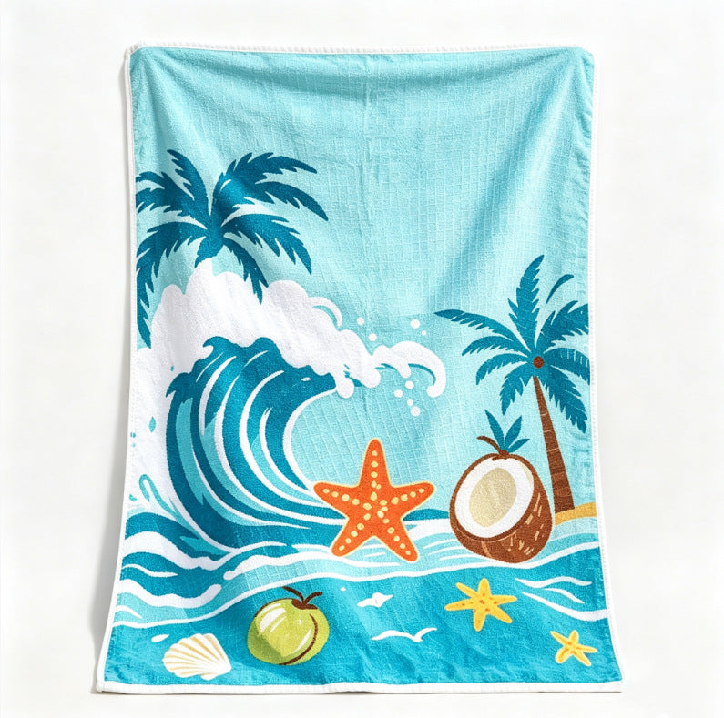 Beach blanket with tropical motif and high-quality waffle structure Bowlift