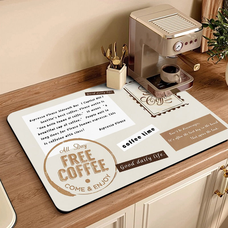 Coffee-Themed Kitchen Mat Bowlift