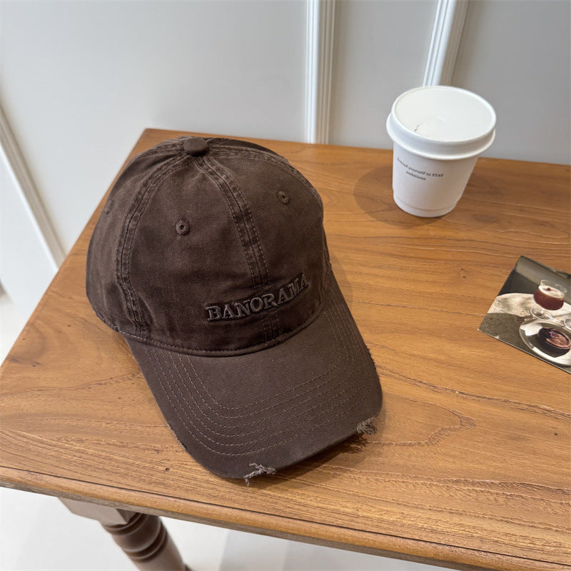Men's Distressed Fabric Baseball Cap Bowlift