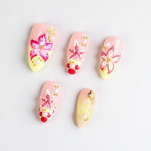 Floral Design Luxury Press-On Nails Bowlift