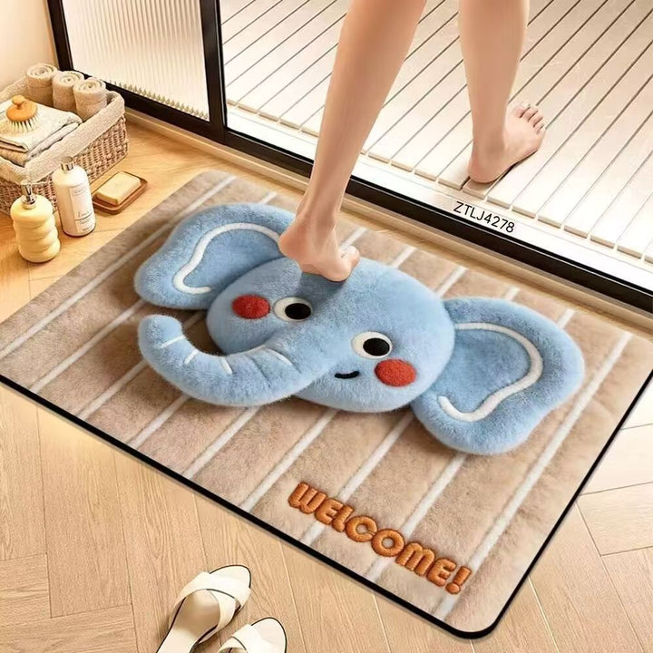 Plush Dog-Themed Bowlift Bath Mat