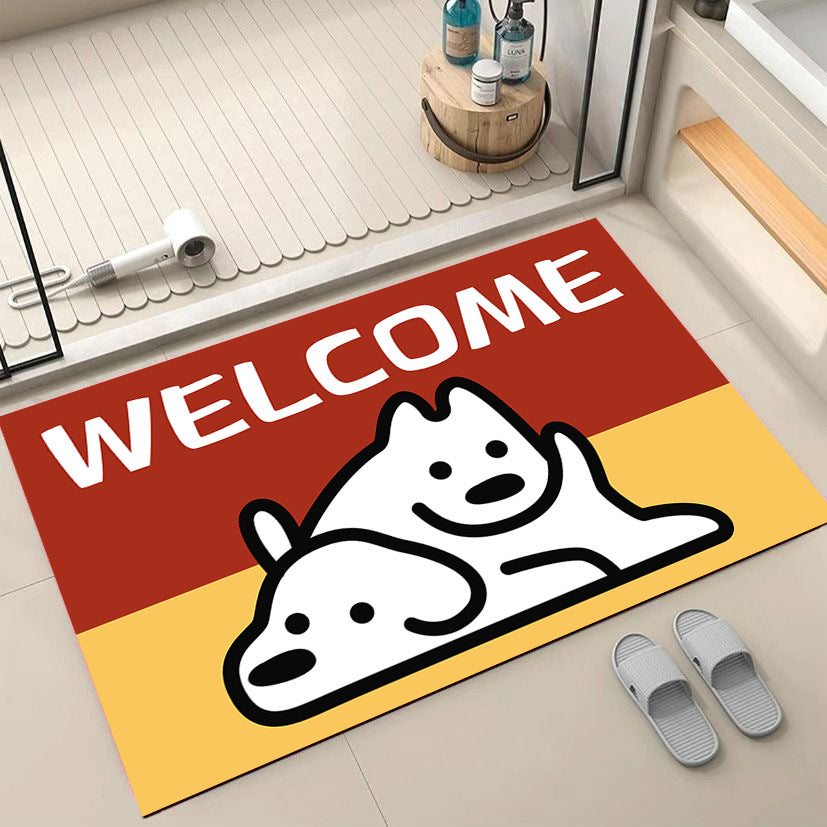 Cartoon Dog-Themed Welcome Mat Bowlift