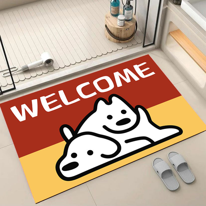 Cartoon Dog-Themed Welcome Mat Bowlift
