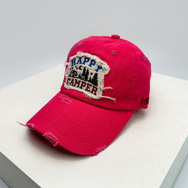 Men's Distressed Embroidered Camping Cap Bowlift