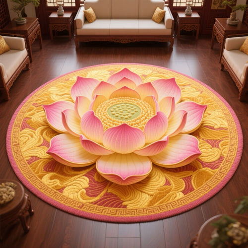 Floral Lotus-Shaped Area Rug Bowlift