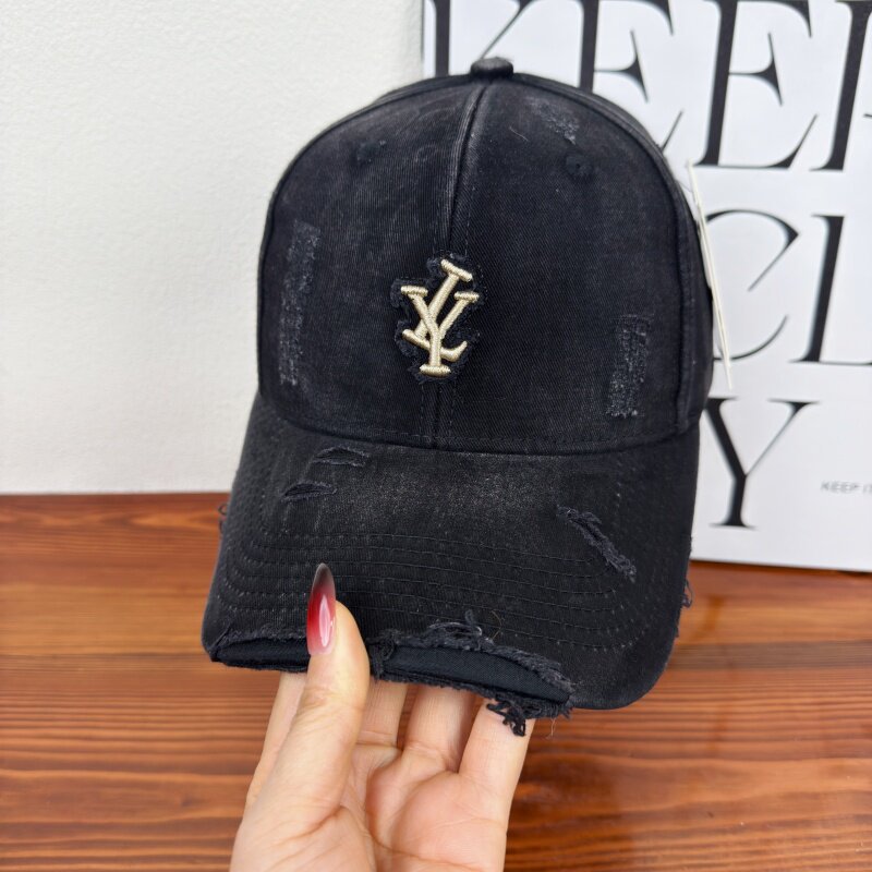 Men's Distressed Denim Adjustable Baseball Cap Bowlift