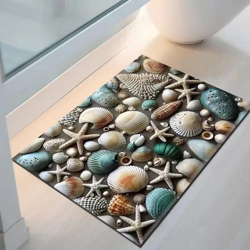 Coastal Seashell Design Bath Mat Bowlift