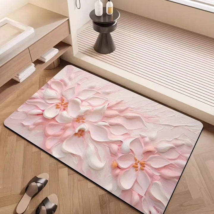 Luxury Textured Floral Bath Mat Bowlift