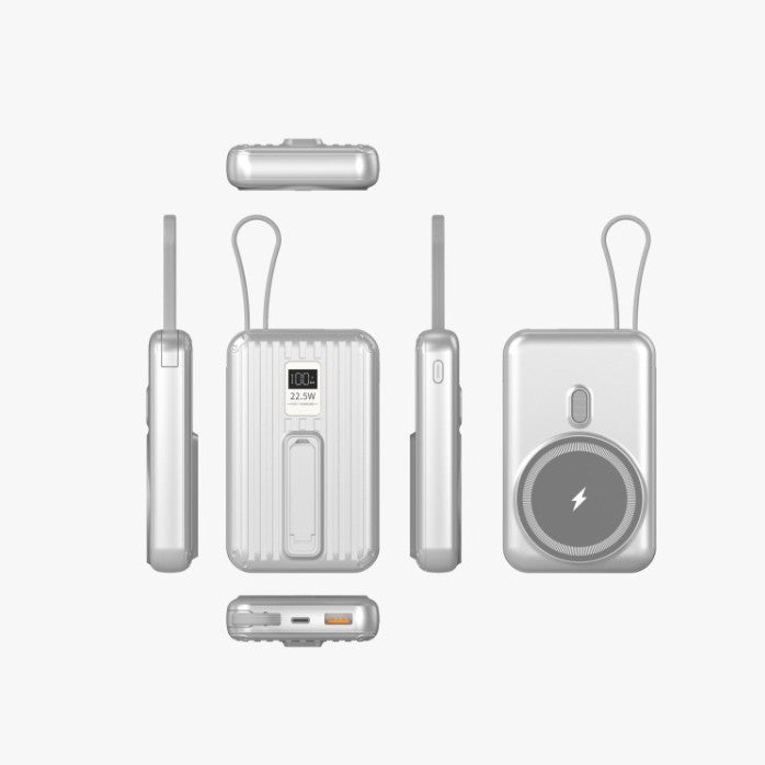 Portable power bank with integrated magnetic charger and digital display Bowlift