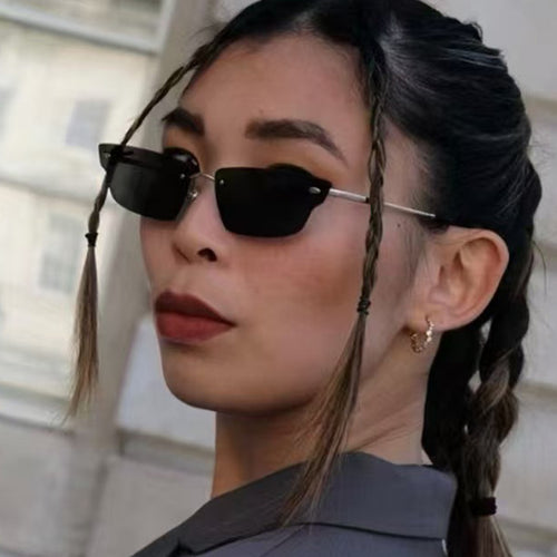 Women's geometric sunglasses with delicate frame and transparent lenses Bowlift