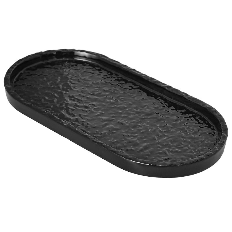 Large Oval Textured Ceramic Organizer Tray Bowlift
