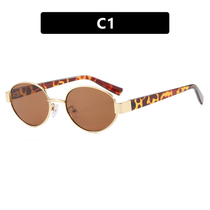 Ladies fashionable sunglasses with exclusive leopard print and elegant metal frame Bowlift