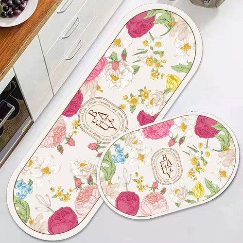 Floral Design Anti-Fatigue Kitchen Mat Bowlift