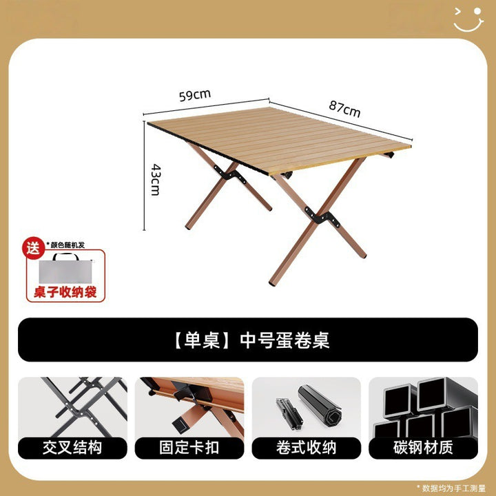 Women Folding Camping Table with Sturdy Wood Design Bowlift