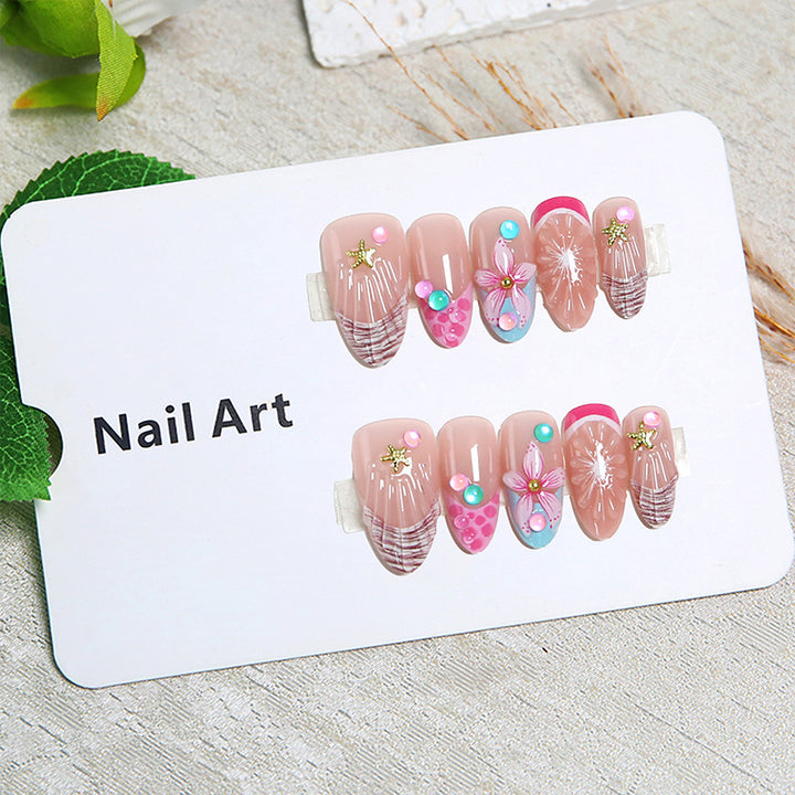 Artificial nails with colorful decorations Bowlift