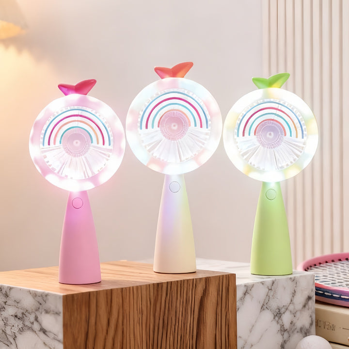 Women's portable USB hand fan with LED function and variable speed control Bowlift