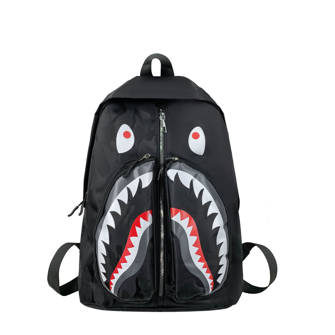 Backpack with Elaborately Designed Shark Motif Bowlift