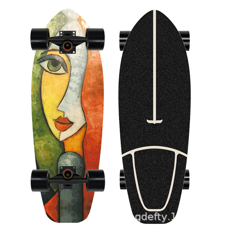 Artistic Lion Design Skateboard Bowlift