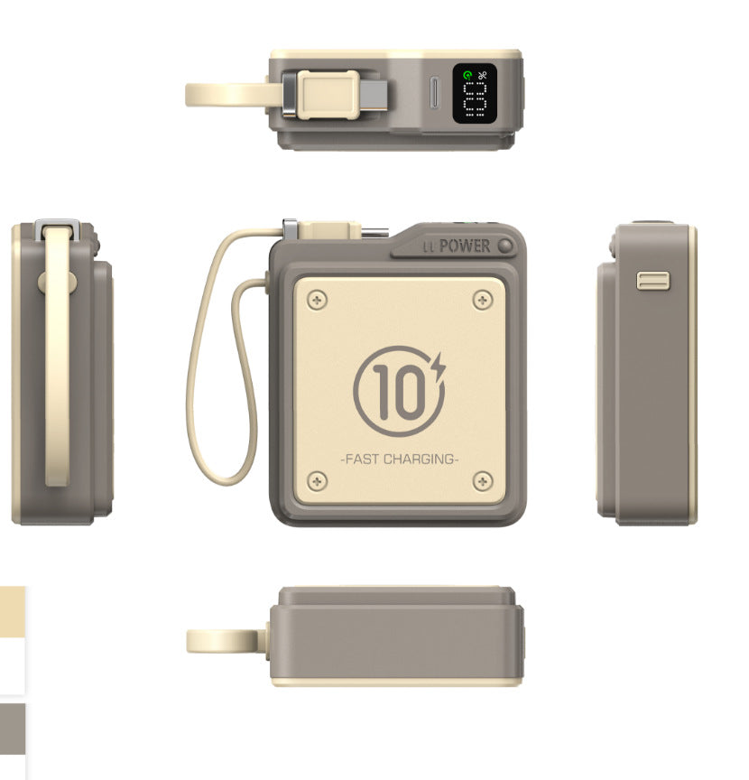 Compact fast charging power bank with digital charge level display Bowlift
