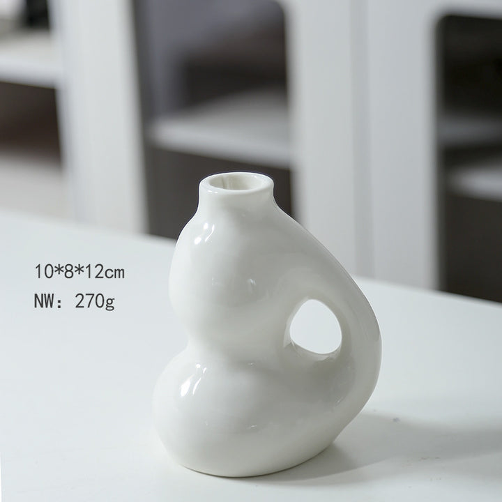 Modern Dual Chamber Ceramic Vase Bowlift
