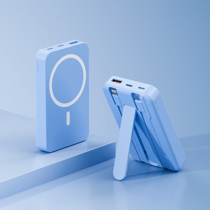 Powerbank with integrated stand function and wireless charging option Bowlift