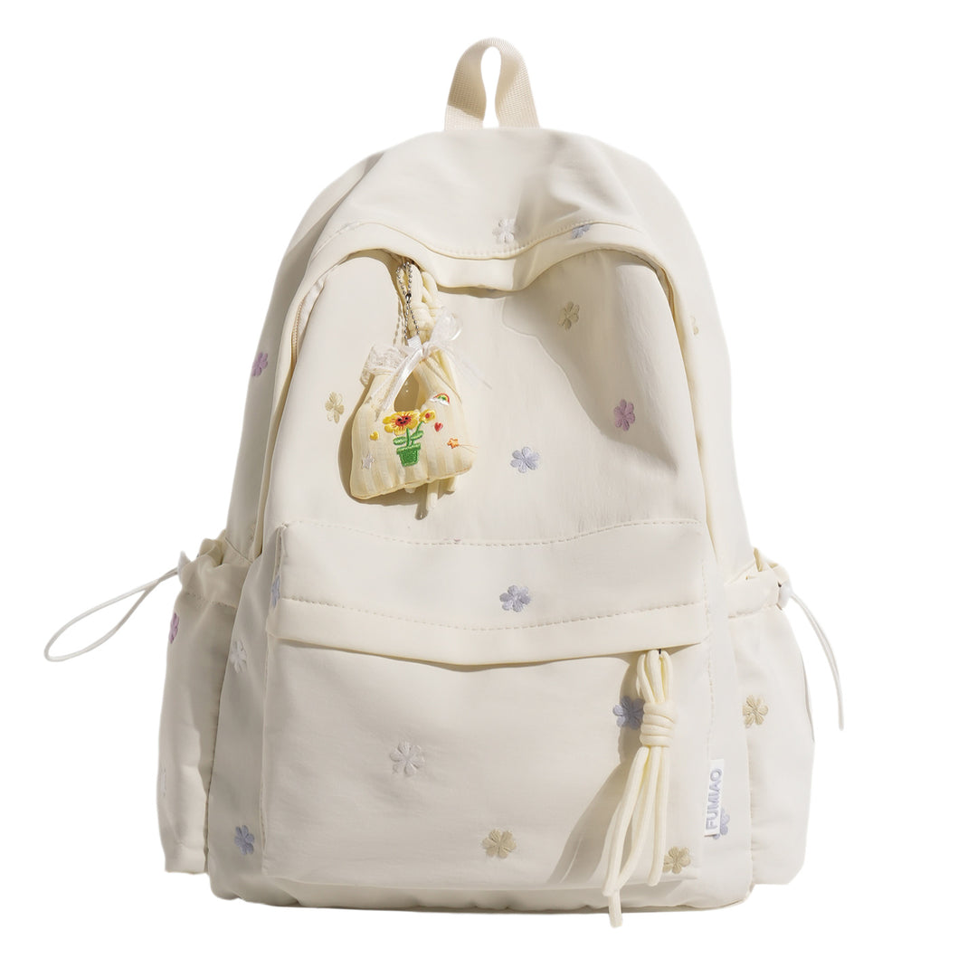 Embroidered Floral Print Backpack Bowlift