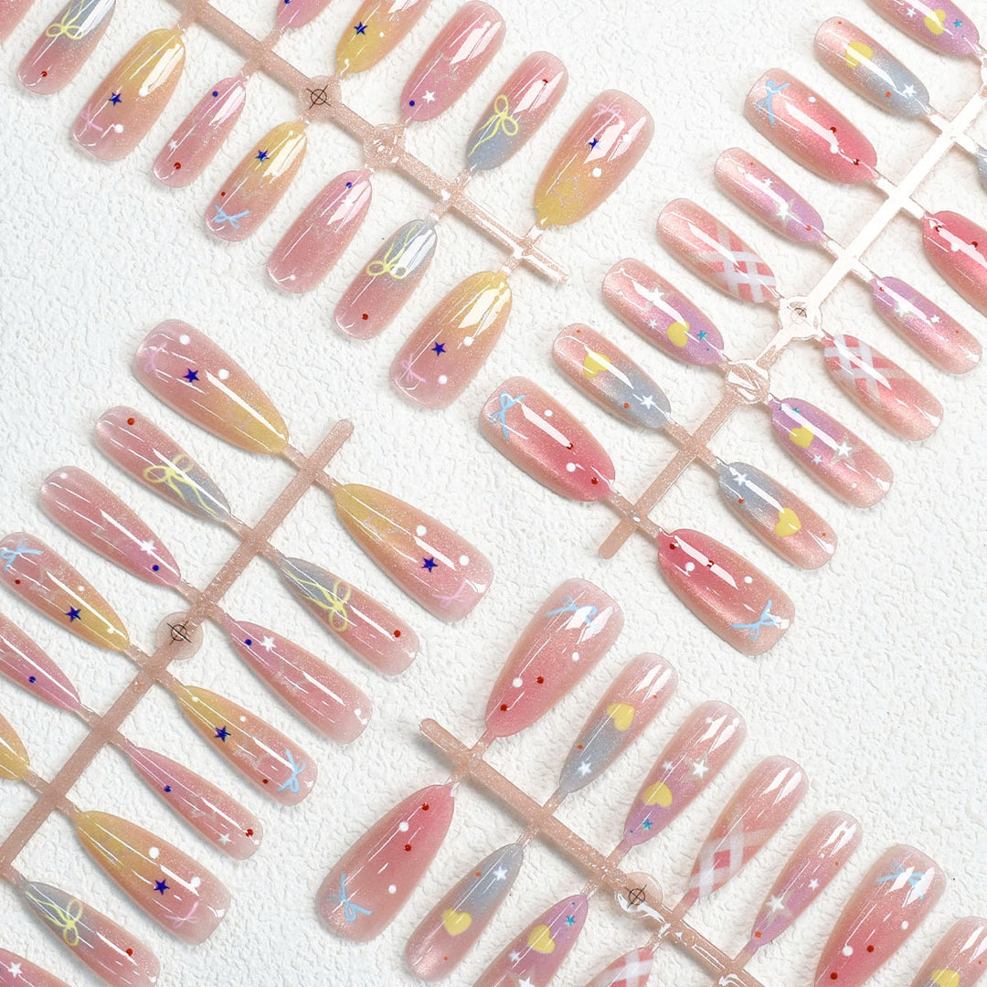Colorful Patterned Press-On Nail Art Set Bowlift