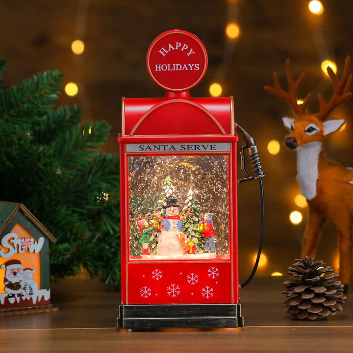Decorative Illuminated Santa Scene Lantern Bowlift