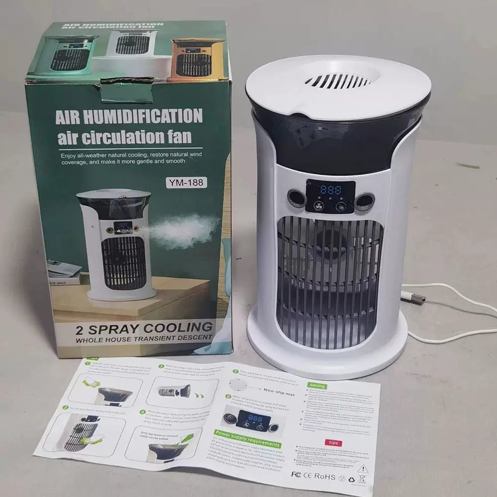 Unisex one size compact USB humidifying air circulation tower fan with LED display Bowlift