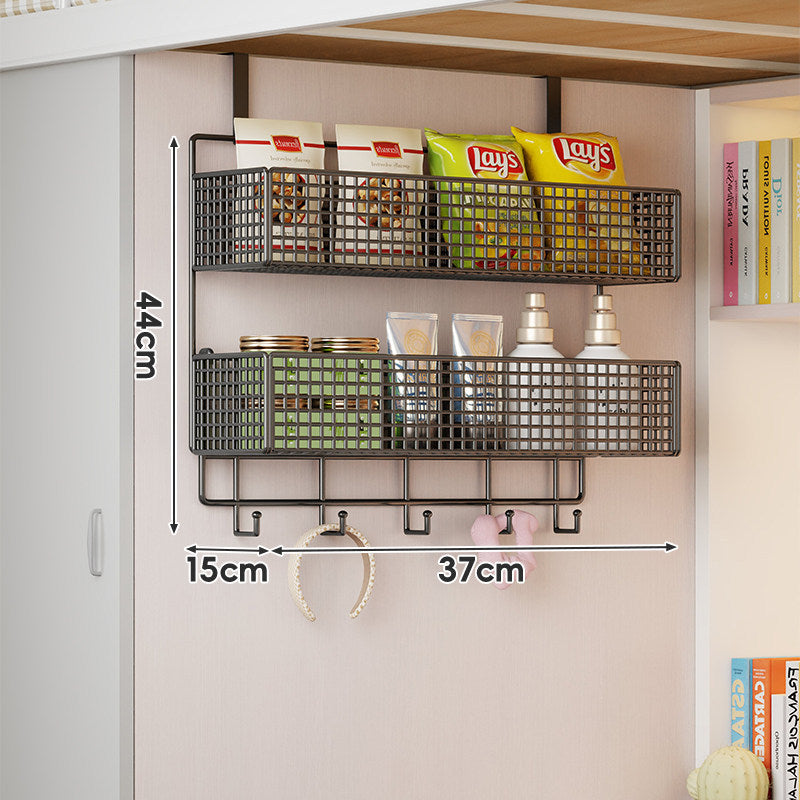 Stacked Mesh Grid Storage Baskets with Over-Shelf Hooks for Pantry Bathroom Kitchen