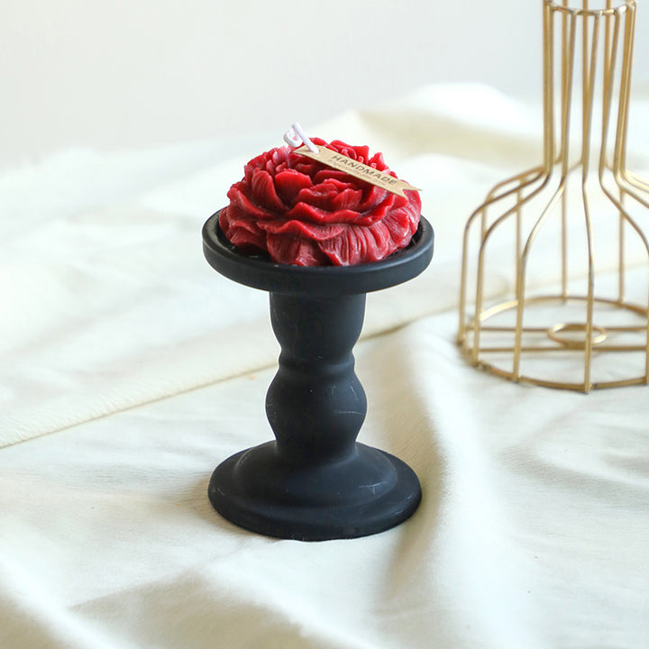 Ribbed Stacked Sphere Decorative Scented Pillar Candle With Long Cotton Wick