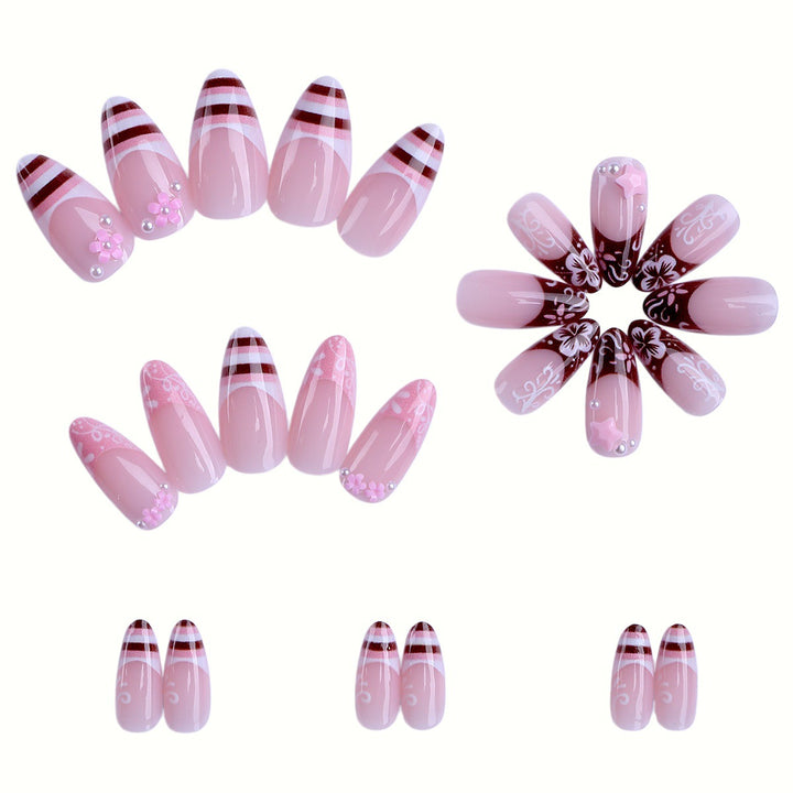 Artistic Floral Press-On Nail Enhancements Bowlift