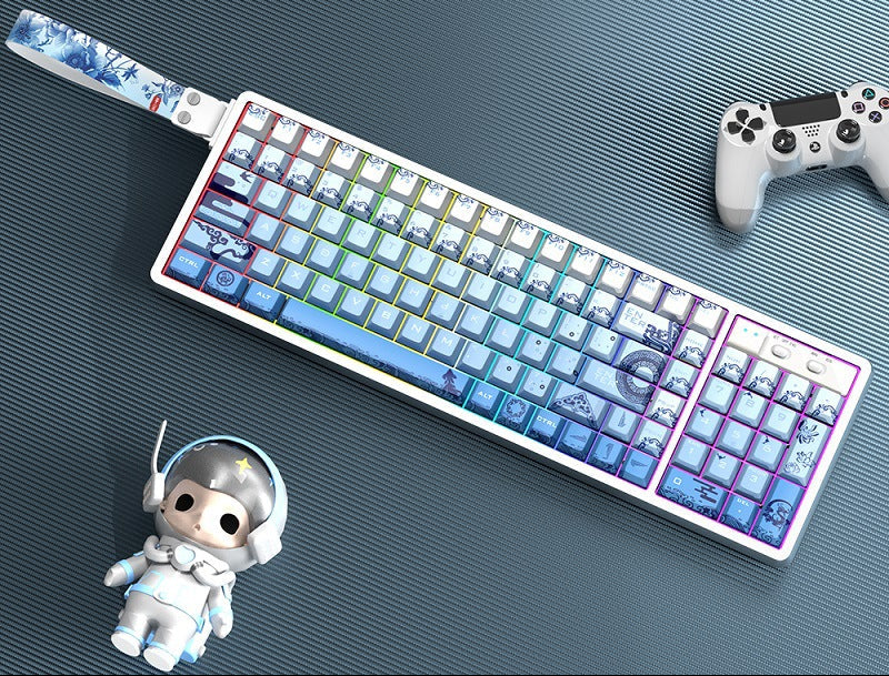 Customizable RGB Gaming Keyboard with Artistic Keycaps Bowlift