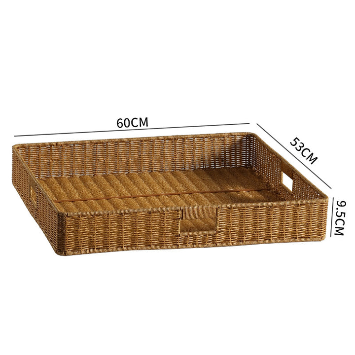 Handwoven Rectangular Storage Bin with Cutout Handles Bowlift