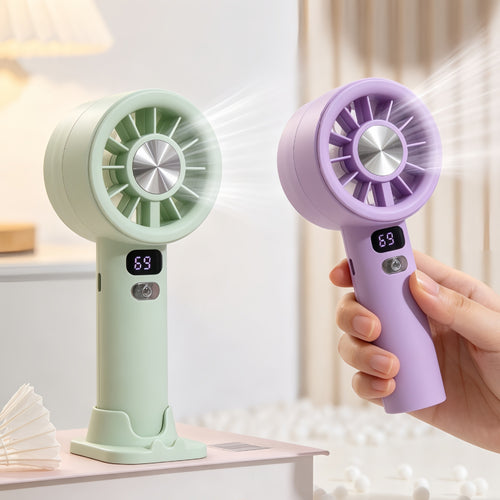 Portable Handheld Fan with Precise Speed Control and LED Display Bowlift