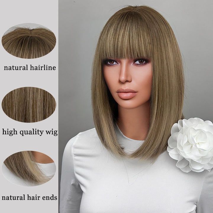 Shoulder-Length Straight Bob Lace-Front Heat-Resistant Synthetic Wig