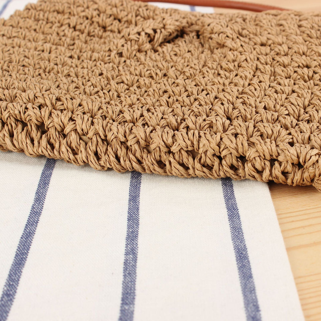 Handbag Made of Woven Natural Material with Adjustable Strap Bowlift