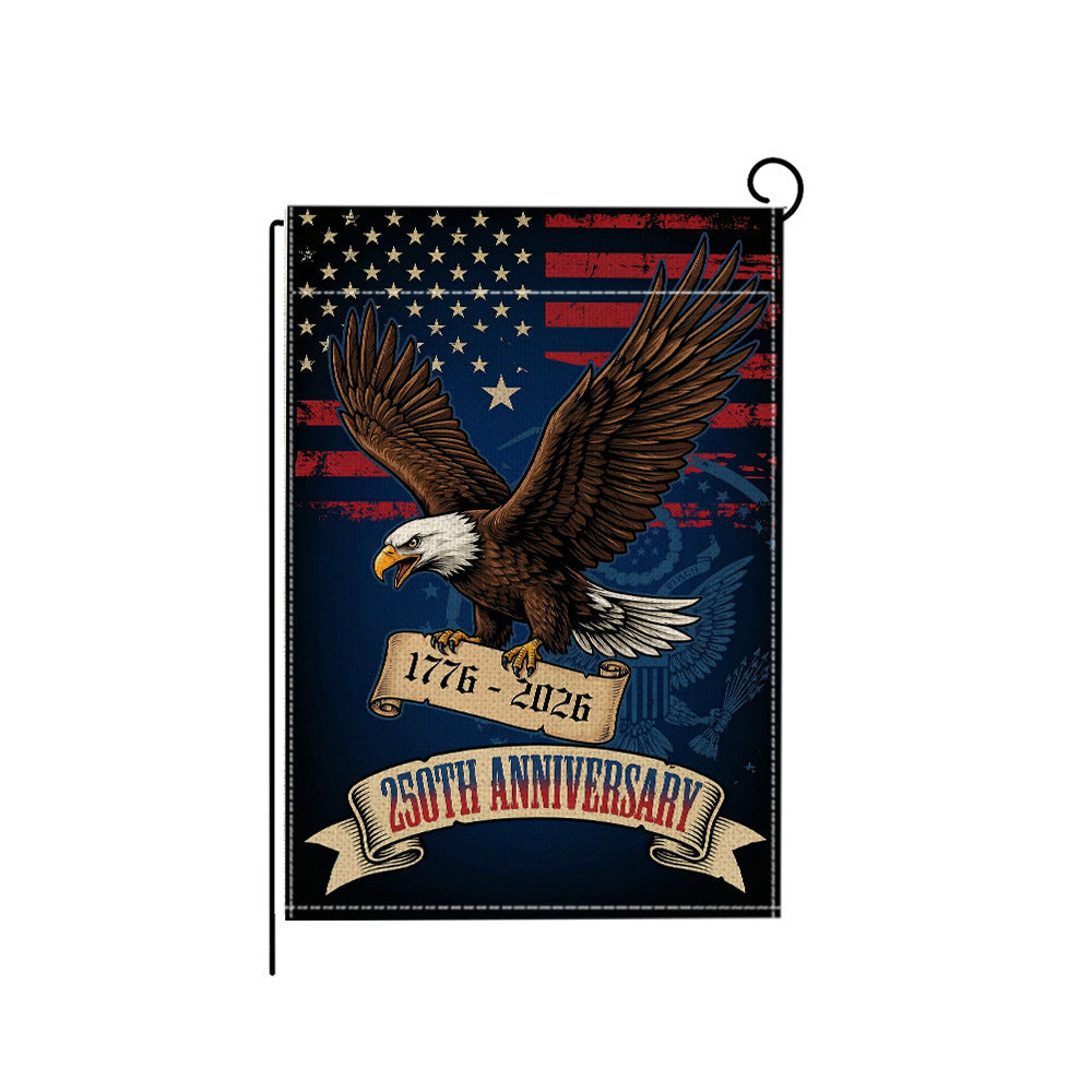 Distressed Vintage American Flag Garden Banner With Statue Of Liberty Motif Double-Sided Polyester
