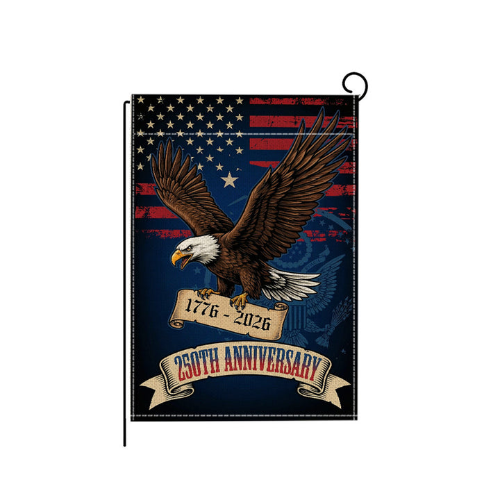 Distressed Vintage American Flag Garden Banner With Statue Of Liberty Motif Double-Sided Polyester