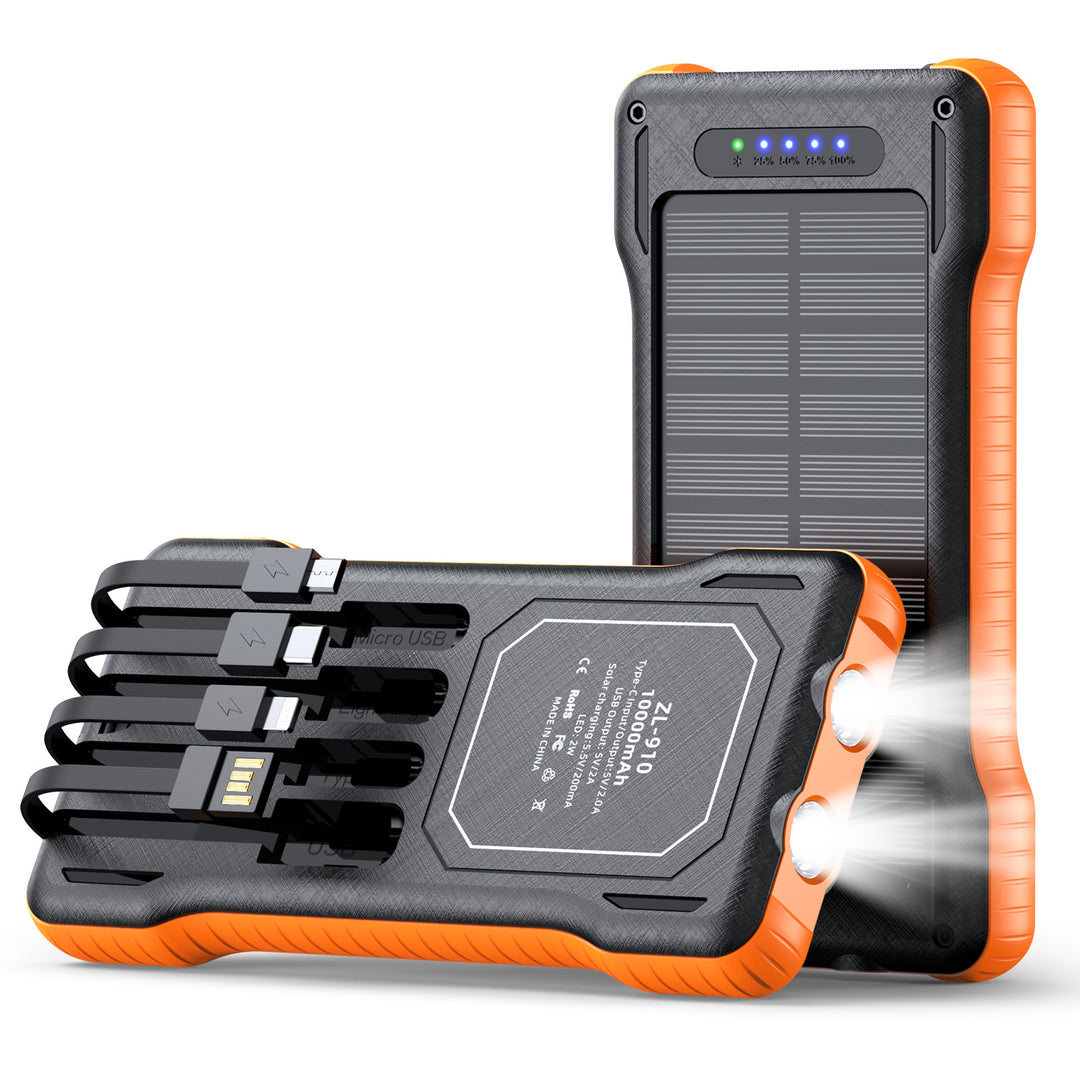 Powerful Solar Power Bank with Multifunctional Charging Cables Bowlift