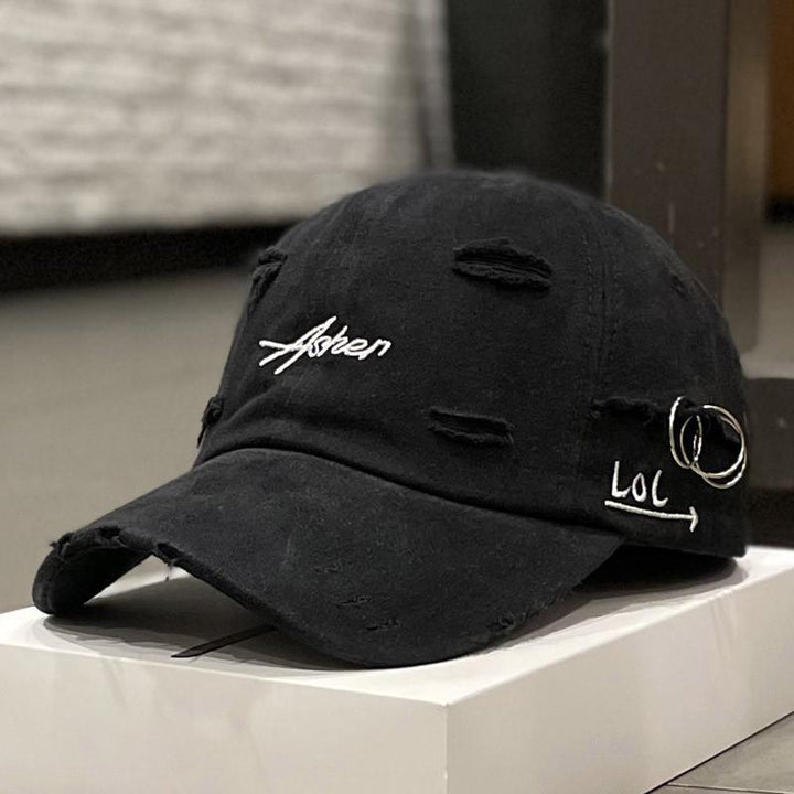 Men's Distressed Denim Cap Bowlift