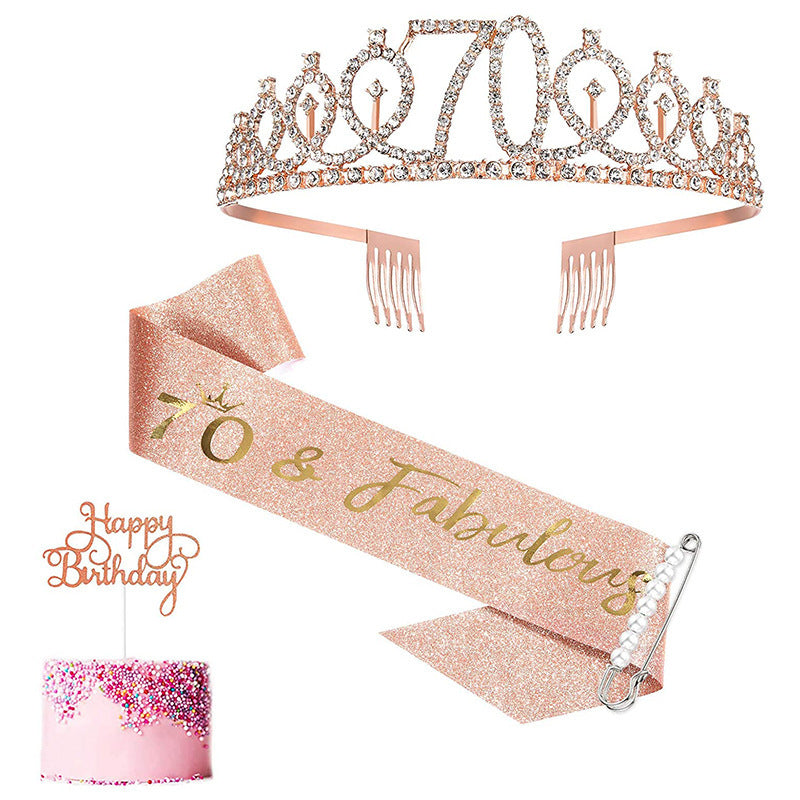 Ladies Sparkling Tiara with personalized 80th Birthday Inscription Bowlift