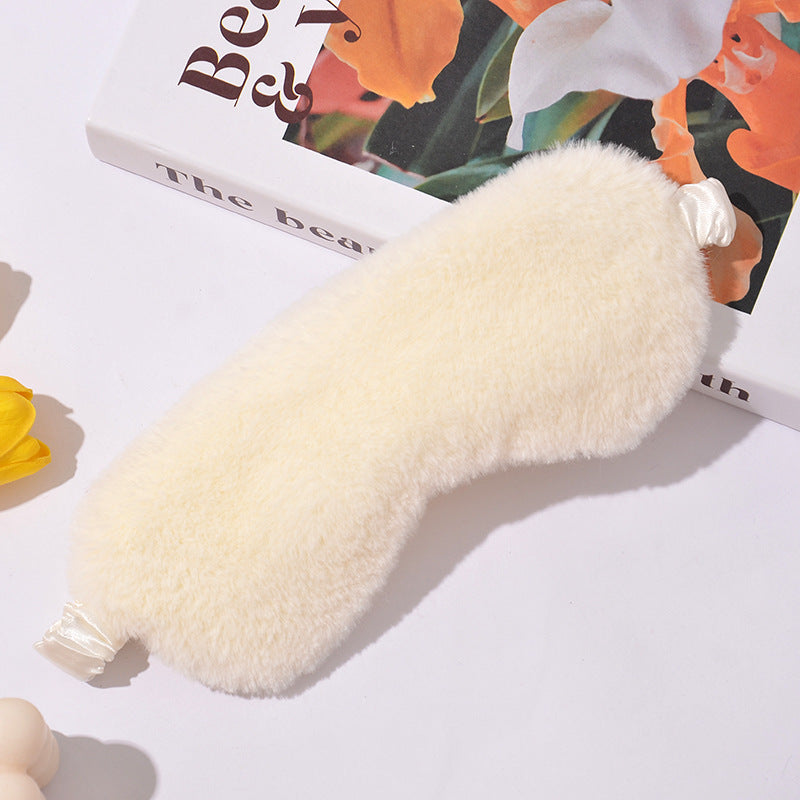 Women's fluffy ergonomic eye mask with adjustable satin band and soft faux fur cover Bowlift